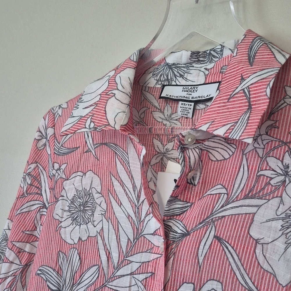 Katherine Barclay Red Striped and White Floral Long Sleeve Maxi Dress, Size XS - Picture 3 of 11